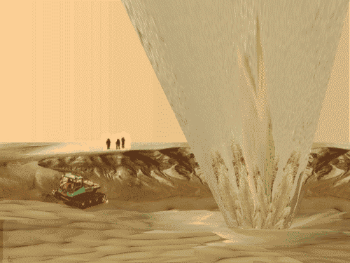 A small CO2 geyser at the south pole of Mars: